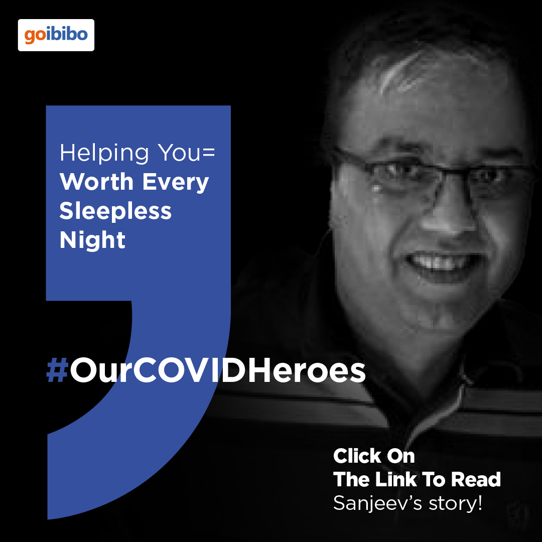 goibibo's tweet photo. For #OurCOVIDHeroes, NOT taking a break was essential, so that you could take one - safely. Click to read stories of their relentless hard work and sacrifice - https://t.co/S8q98NzP13 https://t.co/t9uAh5mBcN