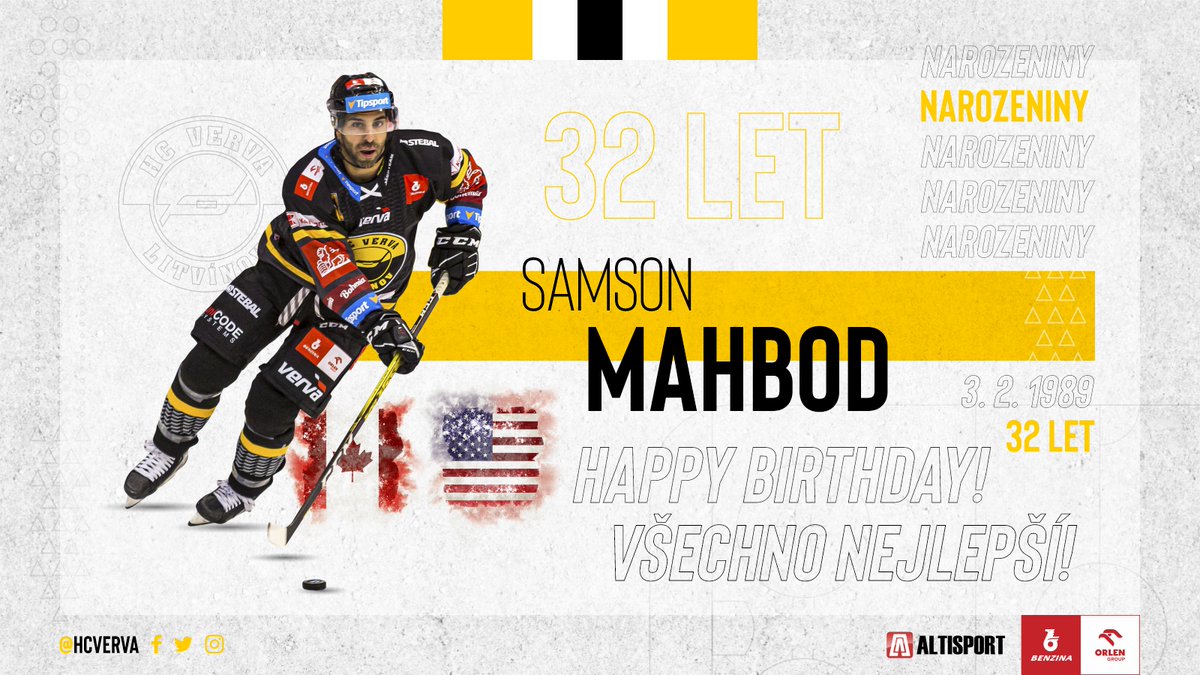 hcverva's tweet image. 32. narozeniny dnes slaví útočník Samson Mahbod! Přejeme hodně štěstí a především brzké uzdravení a návrat na led! Happy birthday @SamsonMahbod and get well soon!