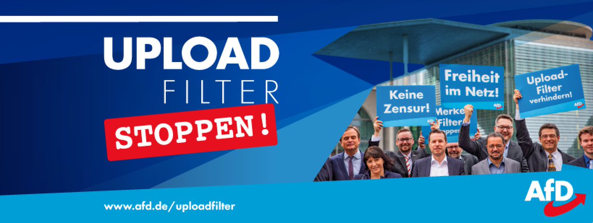 Zu Erinnerung! Unsere Kampagne gegen #Uploadfilter  #Artikel17 #SaveYourInternet : 

afd.de/uploadfilter/