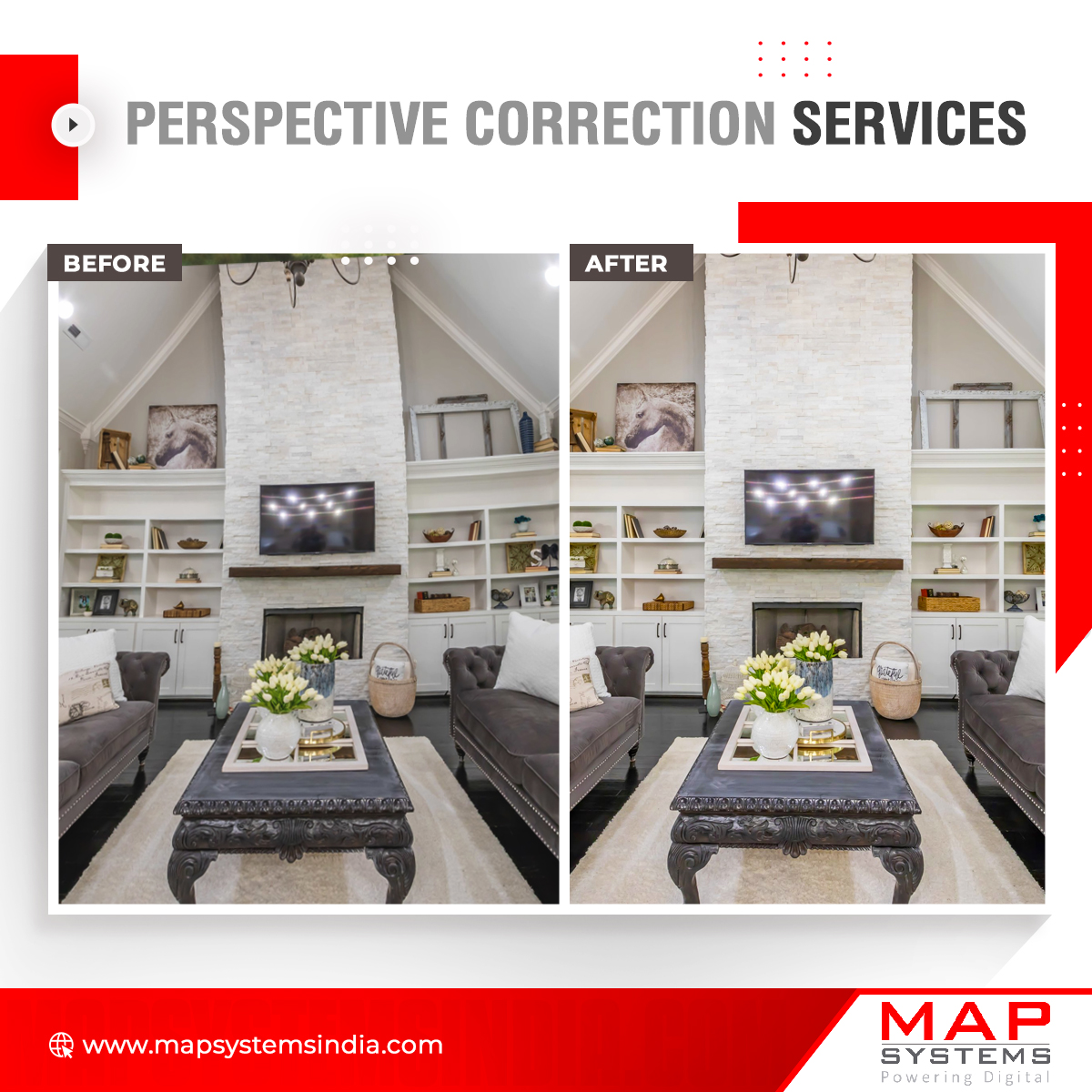 MapSystemsIndia's tweet image. Are perspective distortions destroying the beauty of your real estate images? Try our perspective correction services to remove them and bring back the picture’s appeal.
bit.ly/2MumM5s

#PerspectiveCorrection #RealEstatePhotoEditing