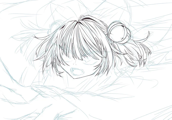 ラフとか残ってないけど一応…

1.ラフ
 自分がわかれば良いのでおーまかに。途中で描いたり消したりする
2.線画
 線の強弱をつけとくとハッピー
3.色分け
 アタイはこの段階で肌の影とかつけます。好きなので(好きなので)
4.描き込み
 三角形を組み合わせるイメージで影つけます。適当じゃ適当 