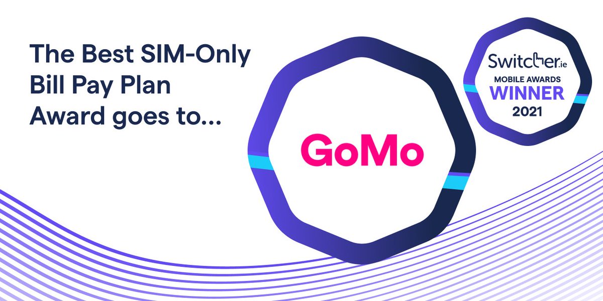 Switcher_ie's tweet photo. Next up in the mobile category is the Best SIM-Only Bill Pay Plan award! @gomoireland has beaten competition from @tescomobileire and @VirginMediaIE to scoop this award #SwitcherAwards https://t.co/qzNJtzRnQ3