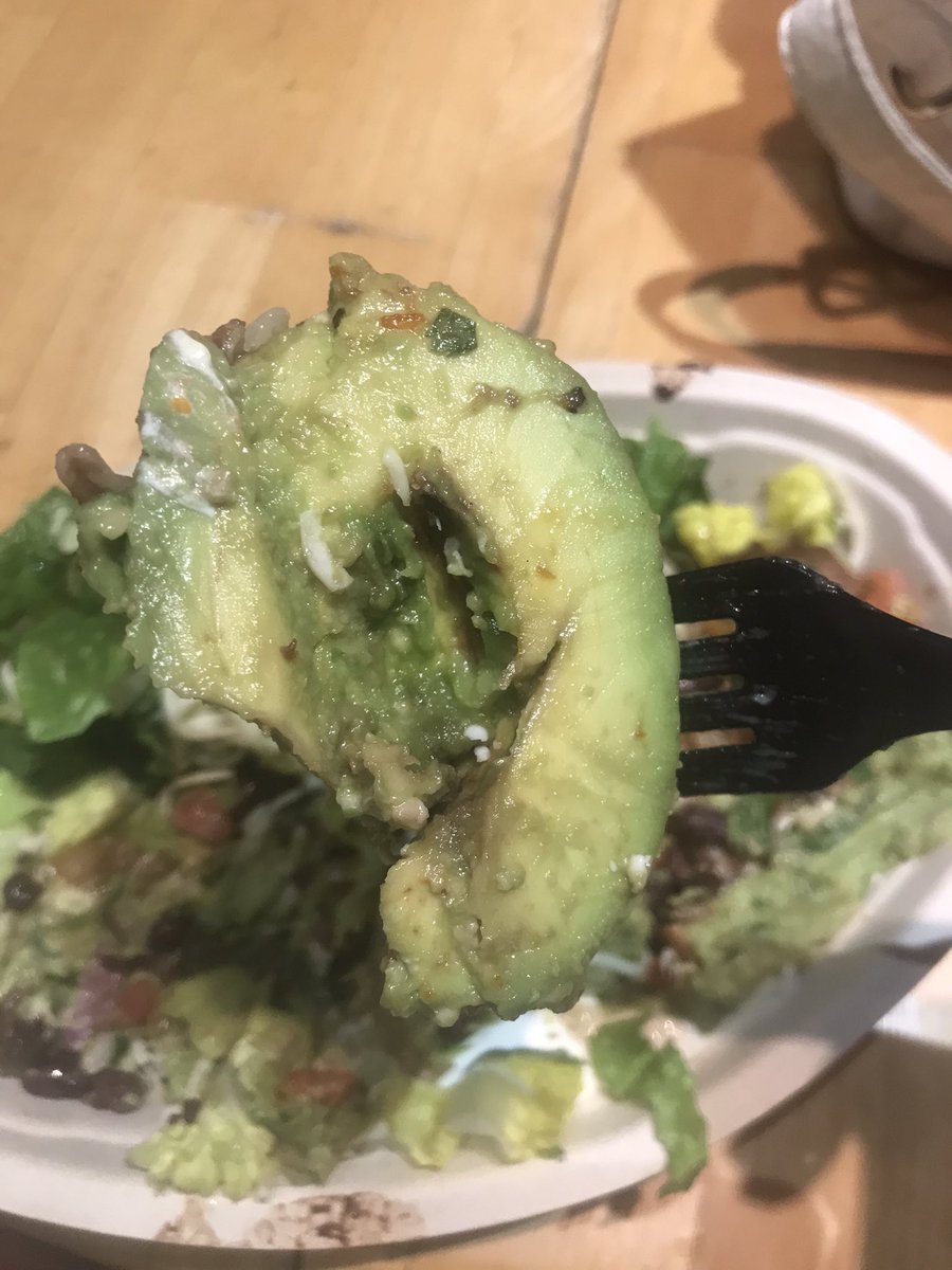 SierraCalah's tweet photo. @ChipotleTweets ordered two veggie bowls and both had a literal avocado instead of guac. So disappointed 😞. Also, last time my veggie bowl had steak in it?? I can’t eat steak and instantly got sick. https://t.co/KOJ9pptifS