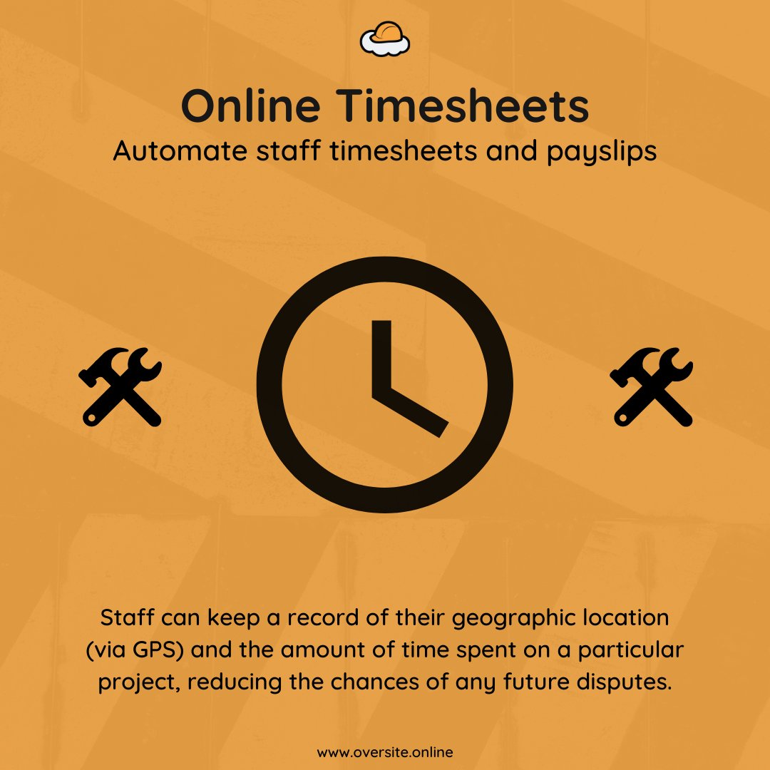 OversiteERP's tweet photo. Wouldn't it be nice to automate staff timesheets and payslips? 💵

With Oversite, staff can keep a record of their geographic location via GPS as well as the amount of time spent on a job 🕑

This reduces the chances of any disputes ❌

https://t.co/xS2u2FzsSq https://t.co/ZCd2rEwwVW