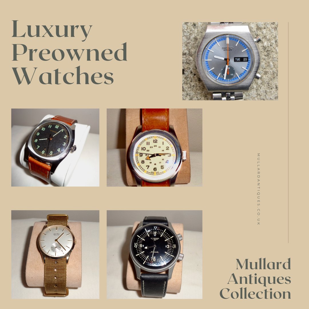 Here's just a few of the wonderful luxury preowned watches available at Mullard Antiques and Collectibles mullardantiques.co.uk/collections/vi… #luxurywatch #preownedwatch