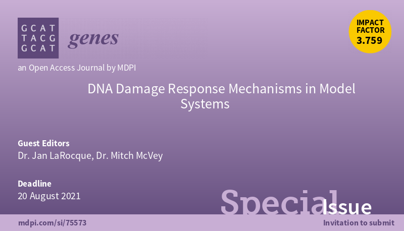 Genes MDPI (@genes_mdpi) on Twitter photo Dr. Jan LaRocque (@GtownNHS) and Dr. Mitch McVey (<a href="/TuftsUniversity/">Tufts University</a>) are editing an issue on #DNArepair and #DNAdamage responses, with an emphasis on findings from model systems.
Learn more about it and submit your contributions here:
🔗mdpi.com/journal/genes/… Dr. Jan LaRocque (@GtownNHS) and Dr. Mitch McVey (<a href="/TuftsUniversity/">Tufts University</a>) are editing an issue on #DNArepair and #DNAdamage responses, with an emphasis on findings from model systems.
Learn more about it and submit your contributions here:
🔗mdpi.com/journal/genes/…