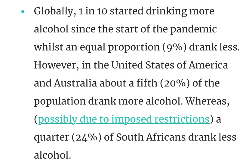 Not a surprise that the biggest decrease in alcohol consumption during this pandemic has been in  (see up thread) https://www.ipsos.com/en-nl/covid-diet-and-health