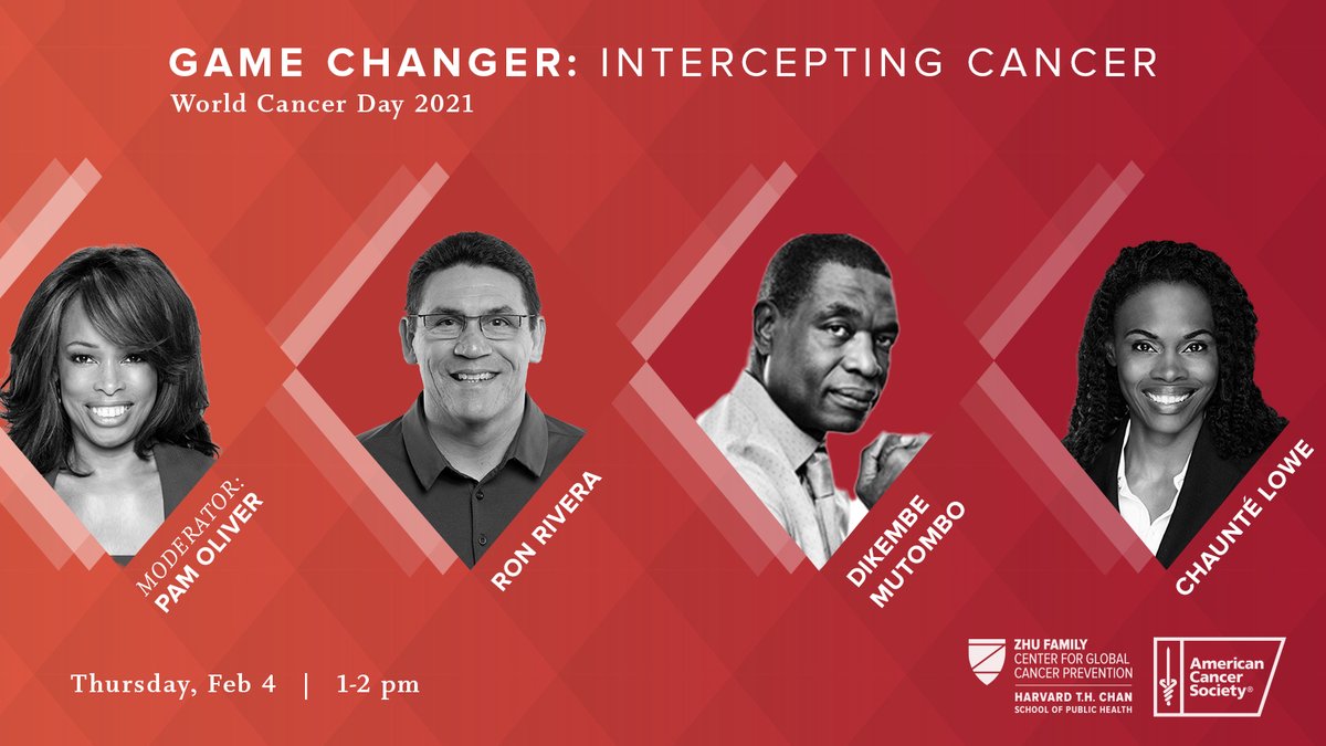 #RT @AmerCancerCEO: RT @HarvardChanSPH: TOMORROW don't miss Game Changer: Intercepting Cancer for #WorldCancerDay with @chauntelowe, @officialmutombo, and @RiverboatRonHC. Moderated by @FOXSports senior correspondent Pam Oliver and presented in partnersh…