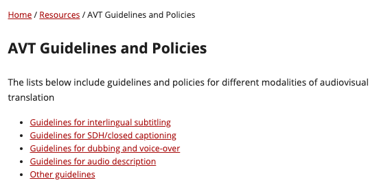 ESIST_official's tweet photo. You can now check the ESIST list of AVT Guidelines and Policies.
We've put together a list listing guidelines for subtitling, SDH, dubbing, voice-over and audio description. 
If you have any additional recommendation, please let us know!

https://t.co/yCk9Dih0Ke https://t.co/HBw0dEtGyC