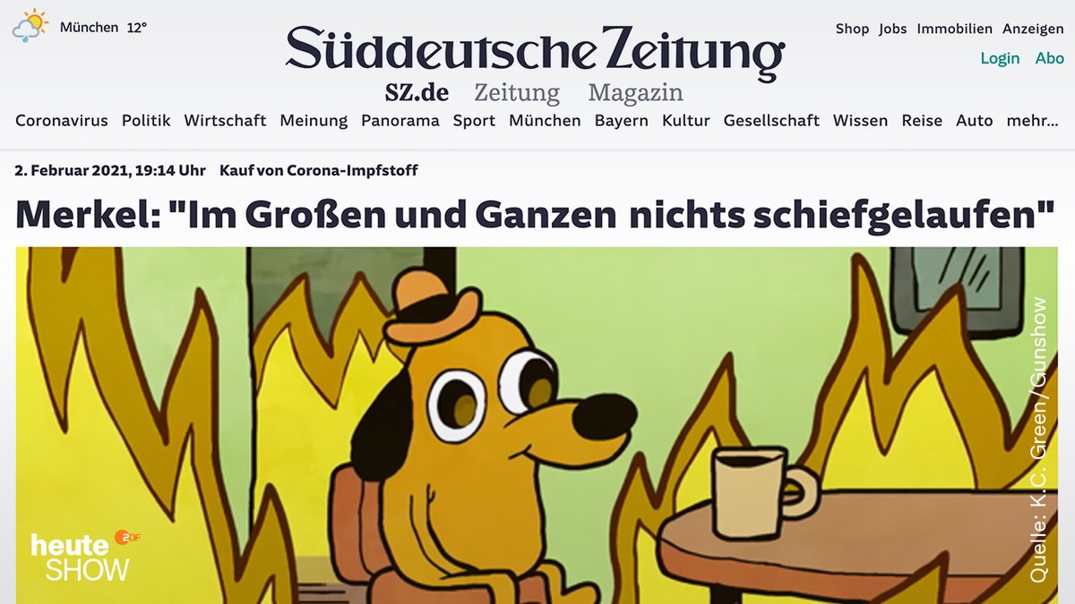 heuteshow's tweet photo. „This is im Großen und Ganzen fine“ #Merkel https://t.co/CWUq4dhyPa