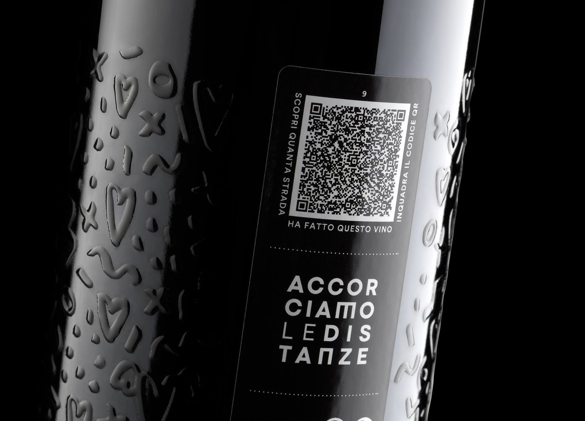Beautiful bottle of Variable data #wine comes with a paper band that features a number of meters separating sender and addressee bit.ly/39IHsiU #glassbottle #packaging #packagingdesign