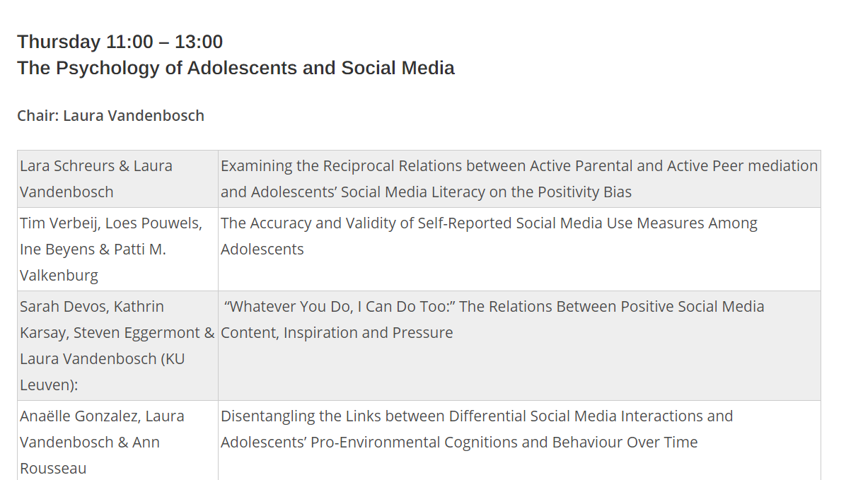 Sarah Devos (@sarah_devos) on Twitter photo Looking forward to #Etmaal2021. Tomorrow 4/02 at 11 a.m. I will tell you all about our research on the daily relations between positive social media content, inspiration and pressure with <a href="/KathrinKarsay/">Kathrin Karsay</a>, <a href="/EggermontSteven/">Steven Eggermont</a> and <a href="/L__Vandenbosch/">Laura Vandenbosch</a> 👇 Looking forward to #Etmaal2021. Tomorrow 4/02 at 11 a.m. I will tell you all about our research on the daily relations between positive social media content, inspiration and pressure with <a href="/KathrinKarsay/">Kathrin Karsay</a>, <a href="/EggermontSteven/">Steven Eggermont</a> and <a href="/L__Vandenbosch/">Laura Vandenbosch</a> 👇