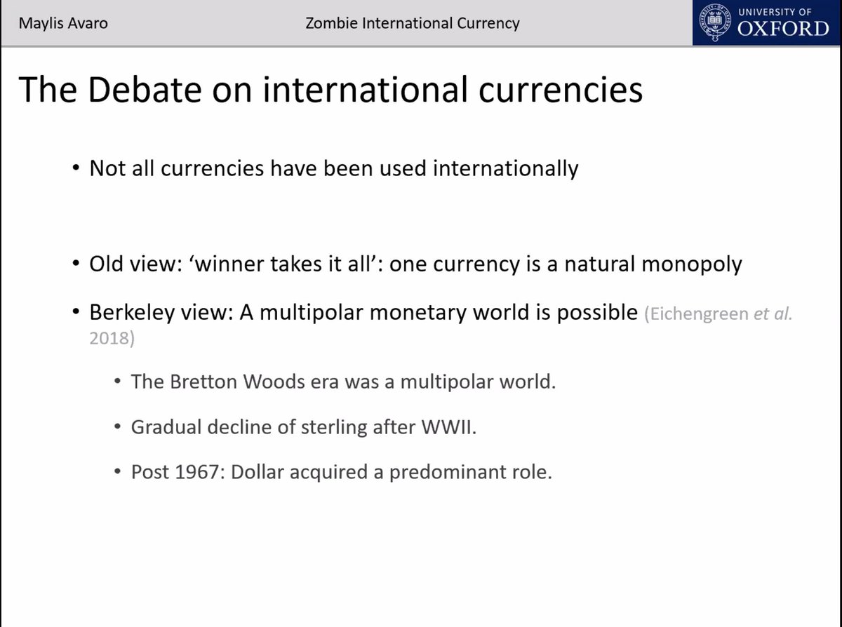 . @B_Eichengreen and colleagues have argued that Bretton Woods was a multipolar monetary world. Several currency zones.  #oxeshgradseminar  #econhist  #EconTwitter
