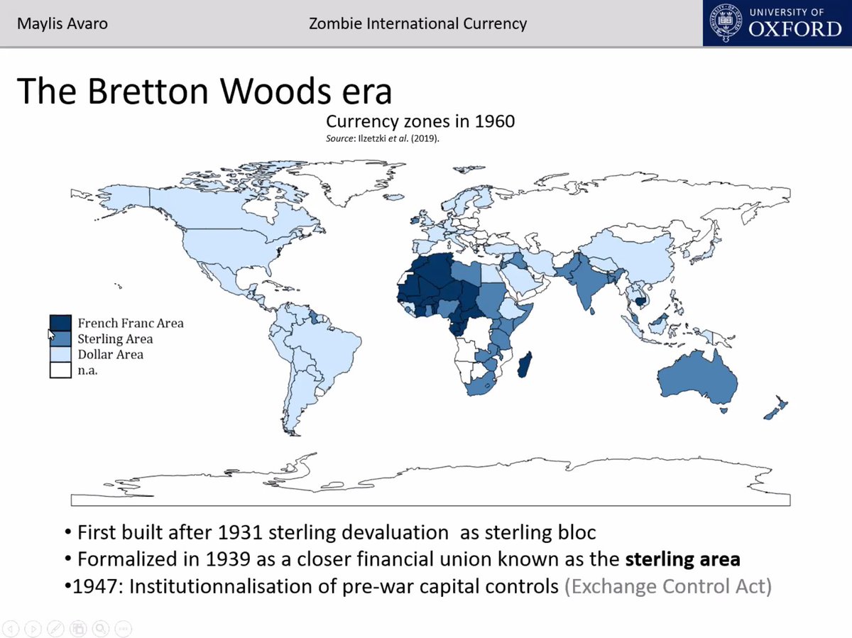 . @B_Eichengreen and colleagues have argued that Bretton Woods was a multipolar monetary world. Several currency zones.  #oxeshgradseminar  #econhist  #EconTwitter