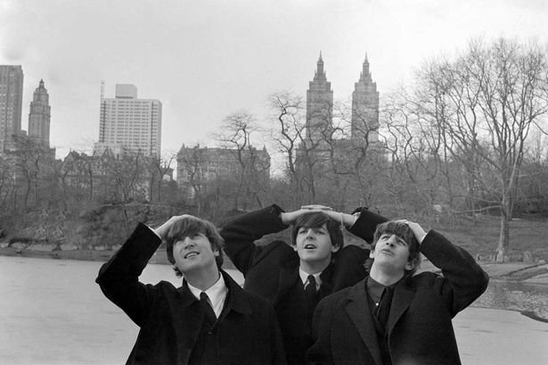 On this date February 8 in 1964, The Beatles participated in a photographic session in Central Park, New York City. George was ill with a fever and did not participate. Photo source:  @CentralParkNYC.  #BeatlesGuterman  #OTD