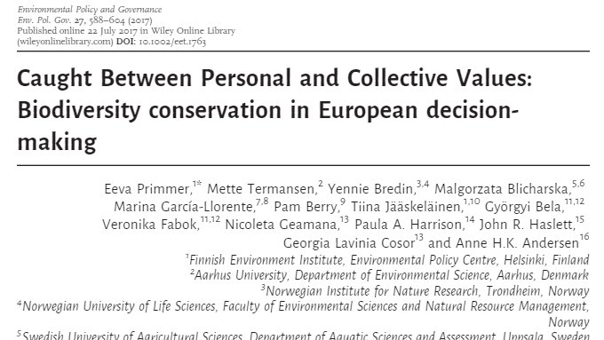 Individually and socially held  #values do not always match. Yet arguments stressing long‐term benefits of  #biodiversity and  #ecosystemservices can help ease tension and conflicts in conservation decision‐making.  #DasguptaReview  #EconomicsOfBiodiversity  https://doi.org/10.1002/eet.1763