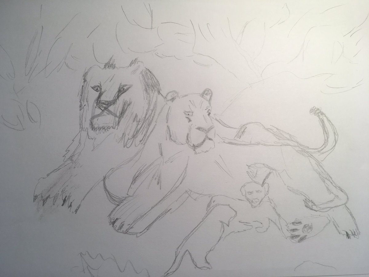 CultureResearch's tweet photo. My pitiful attempt at the @HullFerens lions 'The Lion at Home' (Rosa Bonheur) during our virtual lunchtime social. Very relaxing though 🙂✏️🎨 #Mindfulness https://t.co/GGuPLBOFRD