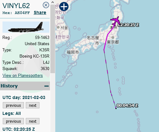SirListenalot's tweet photo. #KC135's #AE04FF 59-1463 as #VINYL62 and #AE04EA 61-0276 as #VINYL82 relocated from Guam to Misawa https://t.co/Ong5lYfN5r