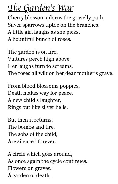 EnglishDGS's tweet image. Well done Lola in Year 7 who has written a wonderful poem inspired by our ‘Natural World Poetry’ unit 🌸