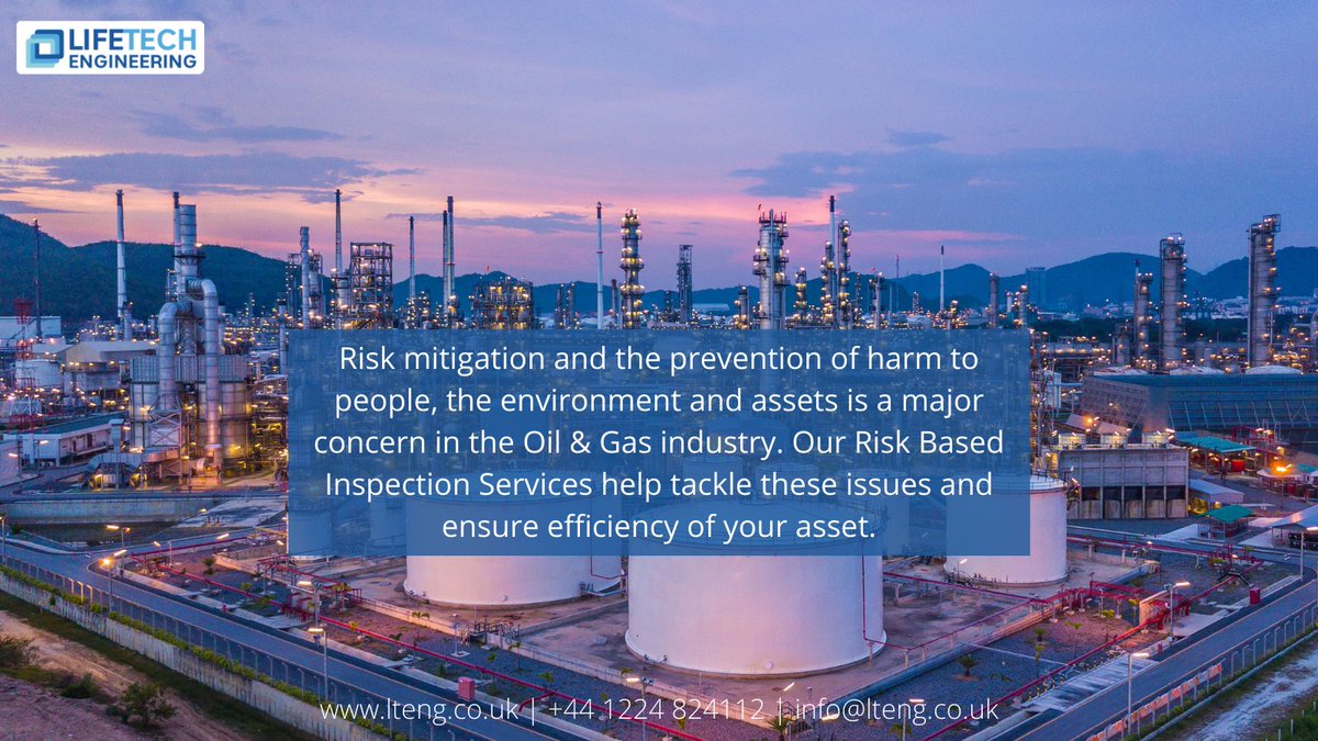 LifeTechEng's tweet image. Risk mitigation and the prevention of harm to people, the environment and assets is a major concern in the Oil &amp;amp; Gas industry. Our Risk Based Inspection Services help tackle these issues and ensure efficiency of your asset. #rbi #riskbasedinspection #lteng #oilandgasservices