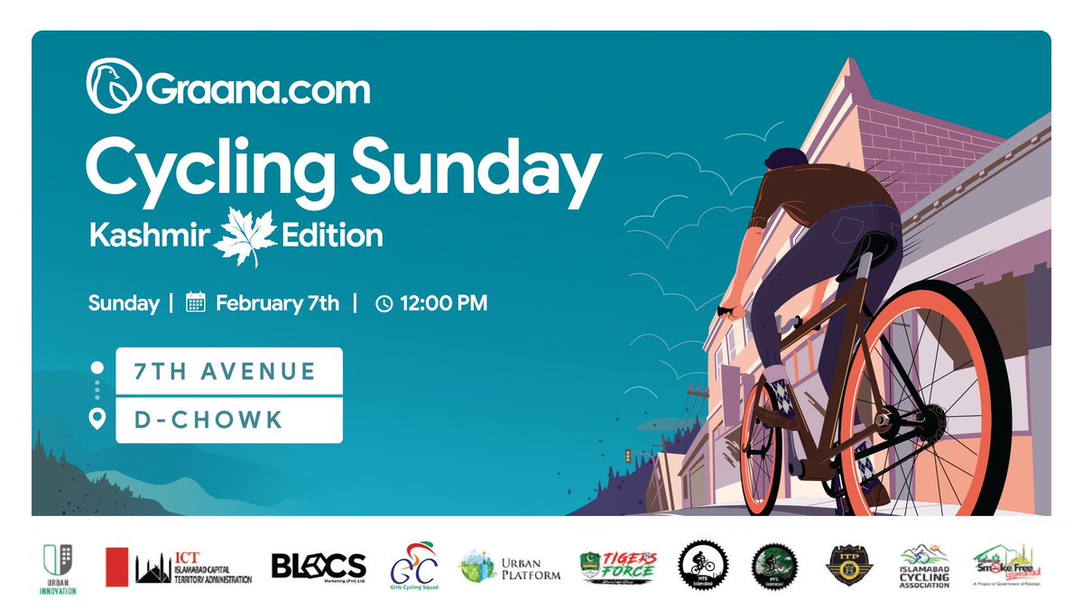 Get geared up for the #Kashmir edition of #CyclingSunday - bring kids, families, friends - pets too if they are friendly :)! #cities #citiesforall #islamabad #cyclinglife