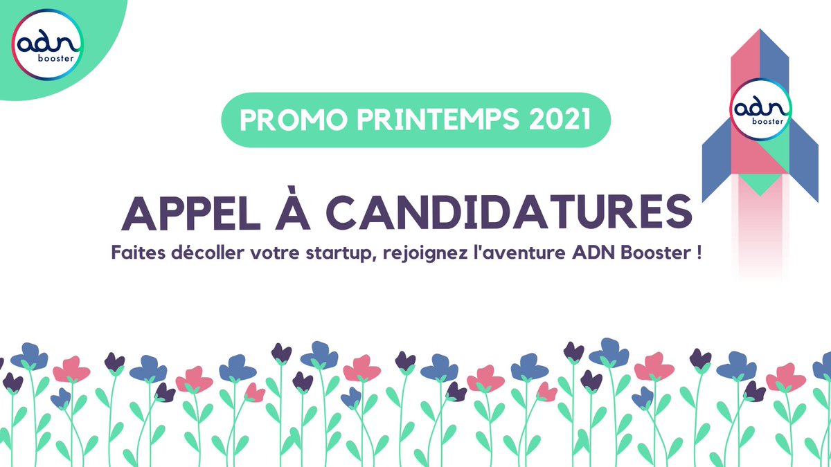 [📢APPEL À CANDIDATURES] C'est officiel ! L'appel à candidatures pour la #promoPrintemps2021🌼 est OUVERT ! Rejoignez l'aventure <a href="/adn_booster/">ADN Booster</a> en intégrant notre programme d'accélération de 6 mois 🚀

Pour candidater c'est juste ici👉 cutt.ly/akaGWGs
