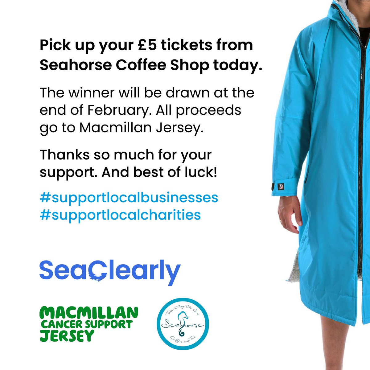 Longing for a DryRobe <a href="/dryrobe/">dryrobe</a> to keep you warm after that cold dip? Pop into Seahorse Coffee Shop in Gorey &amp; buy a raffle ticket. All proceeds donated to Macmillan Jersey @Macmillanjersey 
#supportlocalbusinesses #supportlocalcharities #seaswimming #bluehealth
