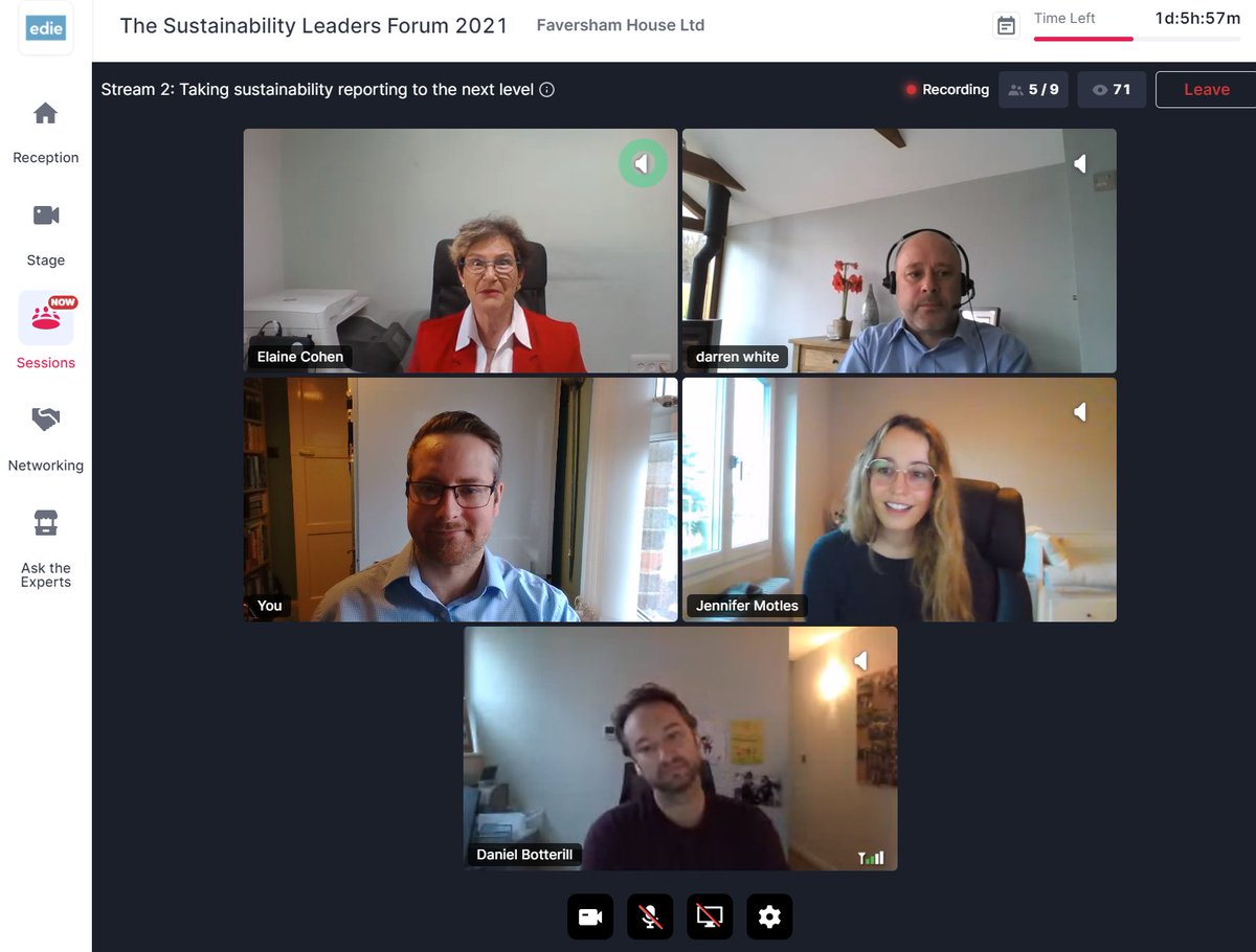 Thanks <a href="/elainecohen/">elaine cohen</a> for hosting <a href="/SDGBenchmarks/">World Benchmarking Alliance</a> <a href="/TidewayLondon/">Tideway</a> <a href="/DanielBotterill/">Dan Botterill</a> at <a href="/edie/">edie</a> Sustainability Leadership Forum discussing the future of sust-reporting. 

Future is confused but increasingly important. Biz need to resource improved reporting to inform ALL stakeholders.