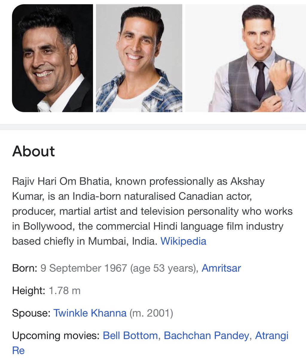 Vishal4upsc's tweet photo. @akshaykumar @akshaykumar it’s no longer your country.(as per Wikipedia you are a canadian).you have the right to say anything but don’t mislead people by using words like “our country “. #FarmersProtest https://t.co/yW3U8Oqggq
