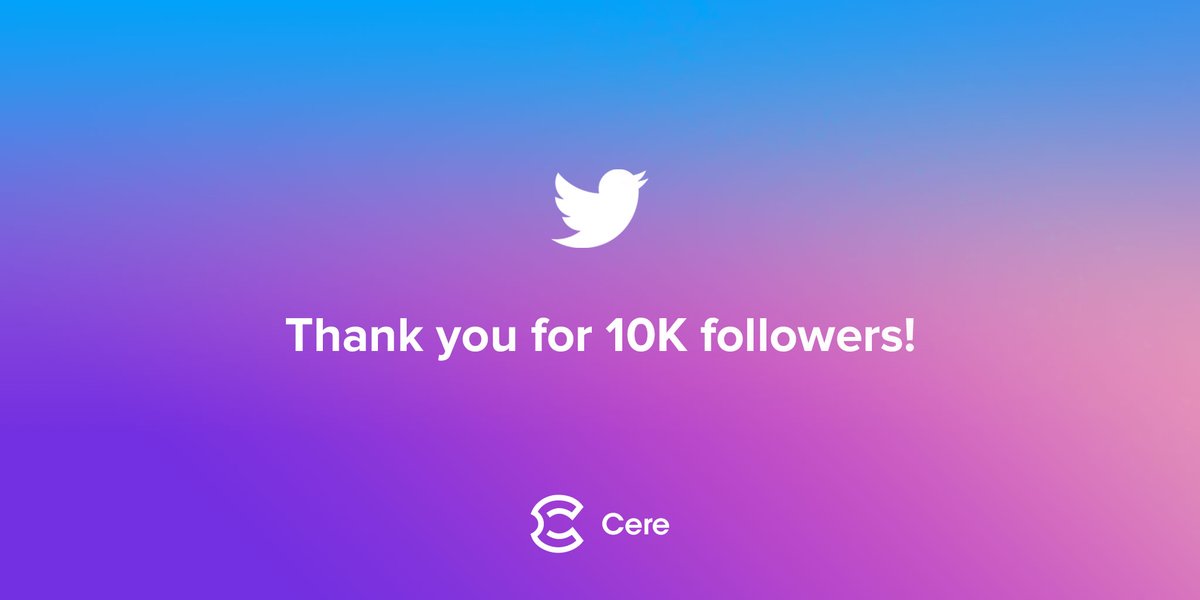 10K followers 🎉

To thank our community we are giving away 100USD for one lucky winner!

1. Follow <a href="/cerenetwork/">Cere Network</a> 
2. Like &amp; RT this tweet and tag 2 friends

Next stop: 15K!

The giveaway action will last for 48 hours, let's go!

#cryptogiveaway #Giveaways #BTC