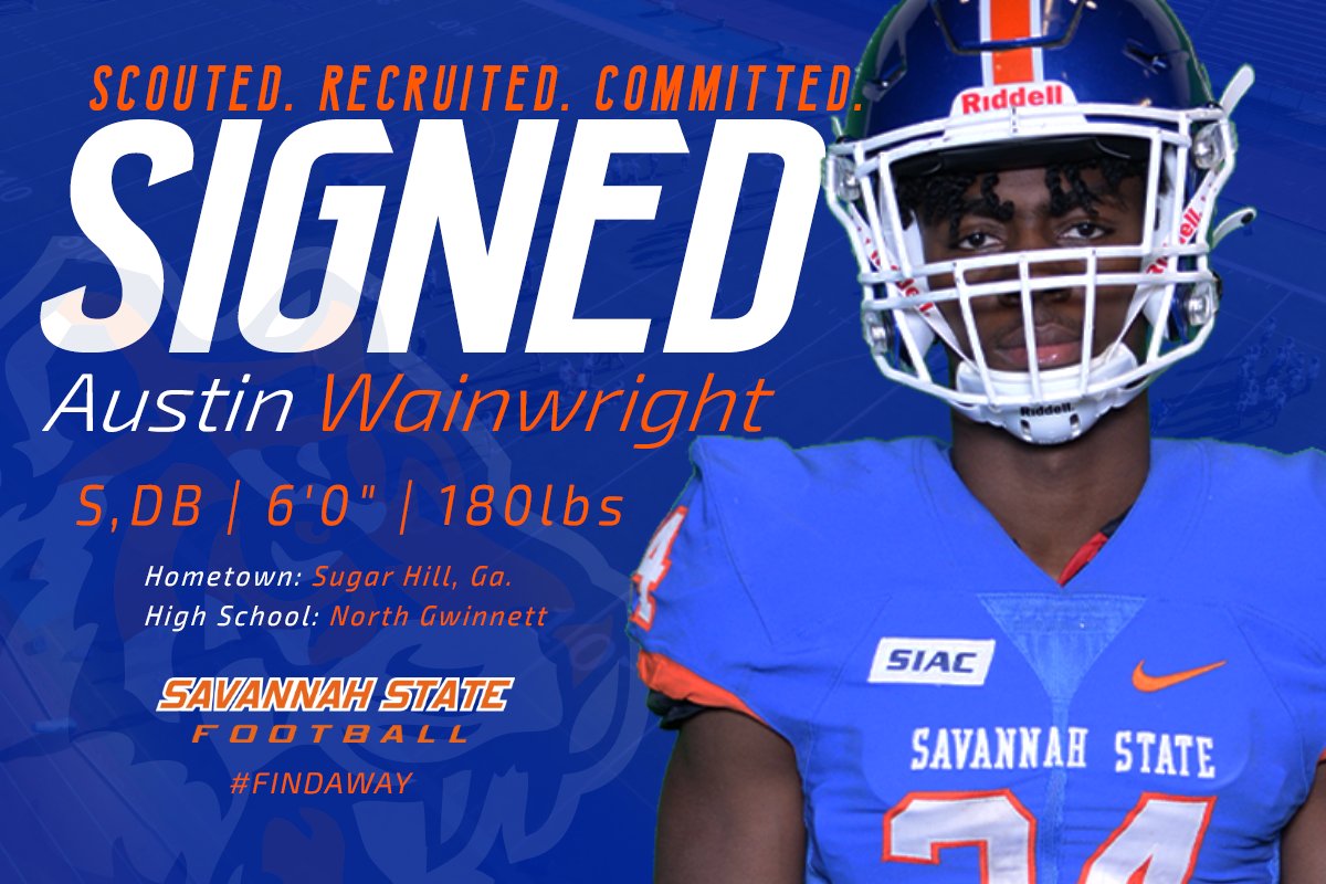SavStateTigers's tweet photo. 📢 SIGNED

@austinnn1k

#HailSSU // #FindAWay // @SavannahStateFB // #NationalSigningDay https://t.co/1KOJBxxjBi