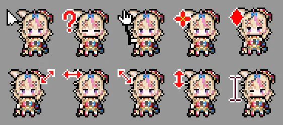 【ゆるゆる募集】マウスカーソル化企画
〆切り2/6(土)15時

①現役VTuberさん(準備中は×)(2月デビューは○)
②人型であること(複雑なのは×)
③著作権はうちになります(商業利用×)

※このツイートをいいね&RT
※立ち絵を下さい!

ゆる募なので2～3人予定
こんなマウスカーソル作ってます。 