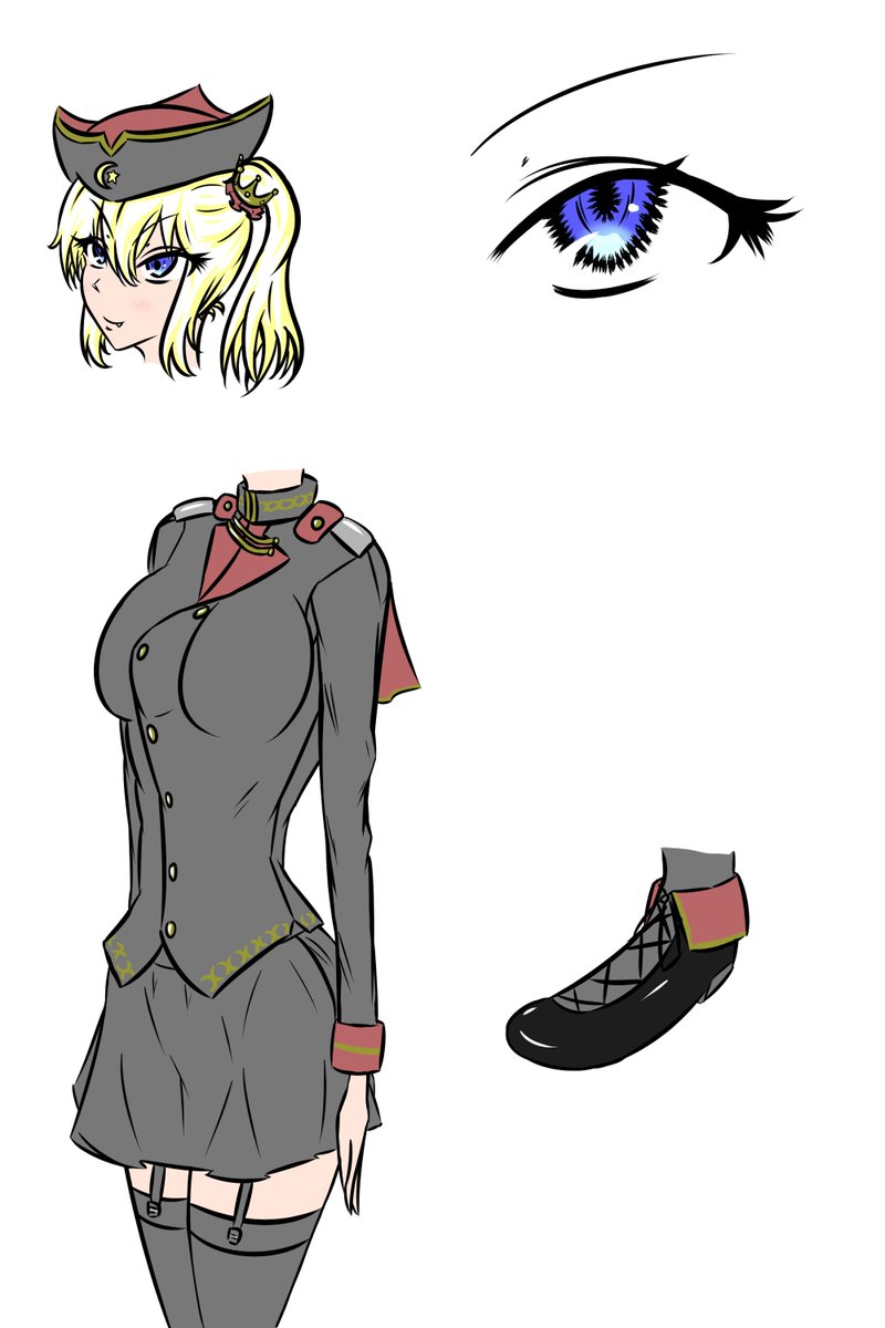トルコの装甲艦トゥルグート レイス級の姉妹の擬人化案を並べて 白い方が姉のバルバ 他中 彼方 Skeb始めましたのイラスト