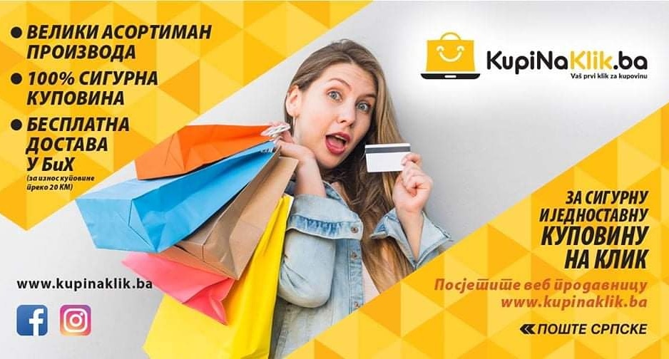PosteSrpske's tweet photo. Putem Poštinog web shopa ➡️ https://t.co/sQl1kjfX6a ⬅️ Vaša cjelokupna ponuda može biti dostupna za naručivanje i dostavu na bilo koju adresu u BiH! 🛎

📩 info@kupinaklik.ba
☎️ 051 249 049 
📲 065 541 884 https://t.co/7C5U4DRCae