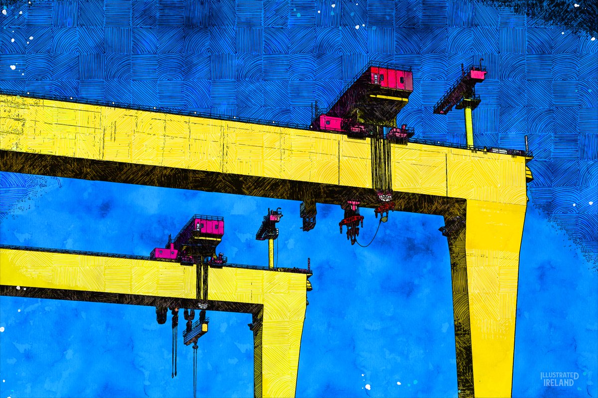 IllustratedIre's tweet photo. Two Belfast strong men!
Samson and Goliath are the twin shipbuilding gantry cranes situated at Queen’s Island, Belfast and are a prominent feature of the city skyline 
#belfast #northernireland #harlandandwolffbelfast https://t.co/WpGAiABgAL