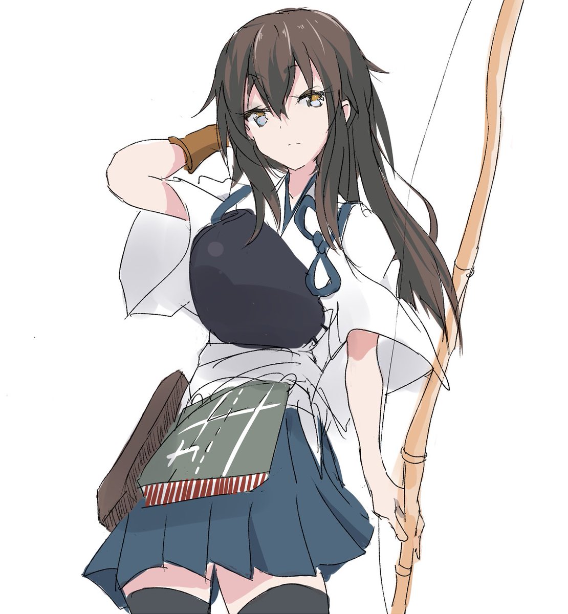 akagi (kancolle) 1girl solo long hair bow (weapon) muneate weapon japanese clothes  illustration images