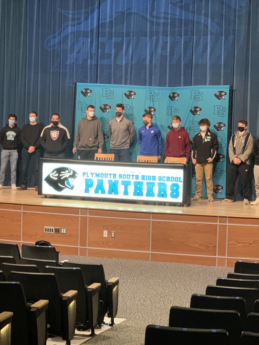 Matt Mahoney's teammates at his signing to Assumption