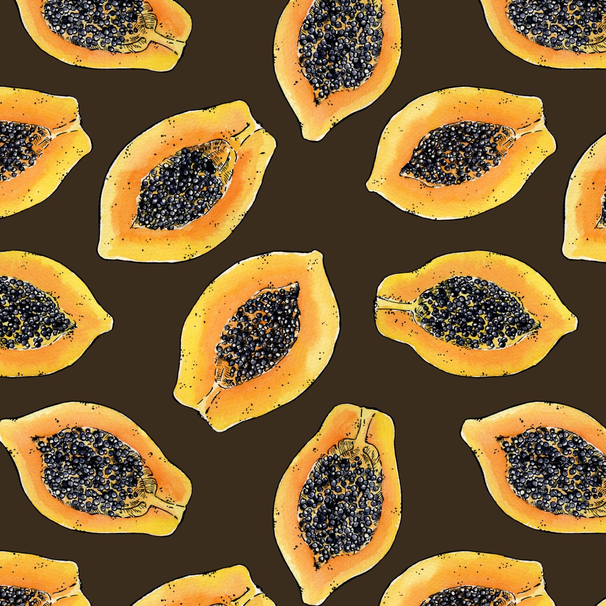 Papaya slices, new pattern #Society6 #REdbubble #zazzle #Spoonflower #print #surfacedesign #papaya #tropicalpattern #patterndesign #patterns #printandpattern #patternart #patterndesigner  #patternartist #femaleartist #patterlovers