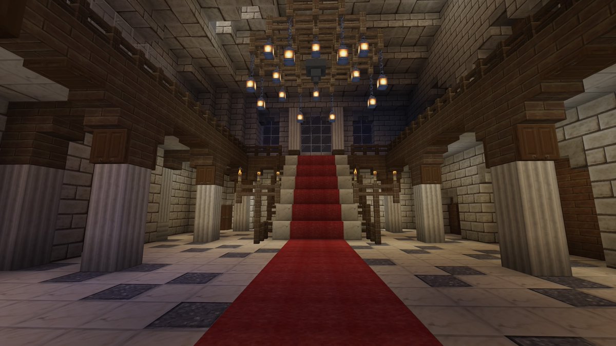 とぎゃ クリプト建築完成 タイトル画面のお屋敷をminecraftで作ってみました マイクラは青い建材が無いので屋根が緑色 玄関ホールと談話室はエイプリルフールイベントを参考にしてます クリプトラクト クリプト建築