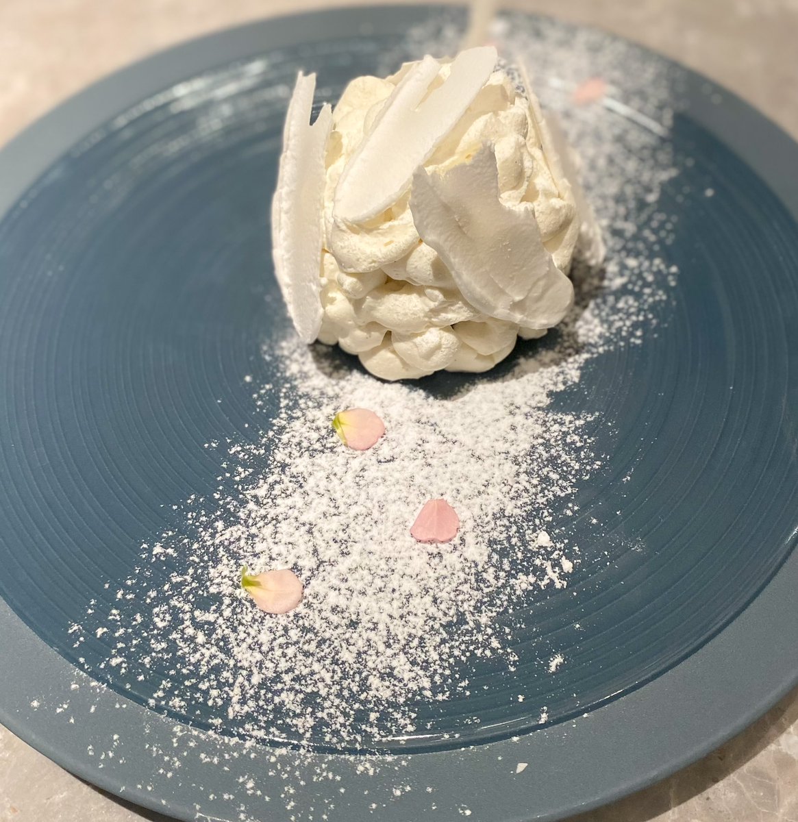 This new dessert in 1862 by Martin Hamann matches the weather perfectly ❄️💙🤩
Frozen Cannoli Cream Cake - ricotta ice cream and grapefruit sorbet sits on a citrus olive oil cake covered with a Tahitian vanilla chantilly and crispy sugar shards! 
See you tonight! 
#pastry #frozen