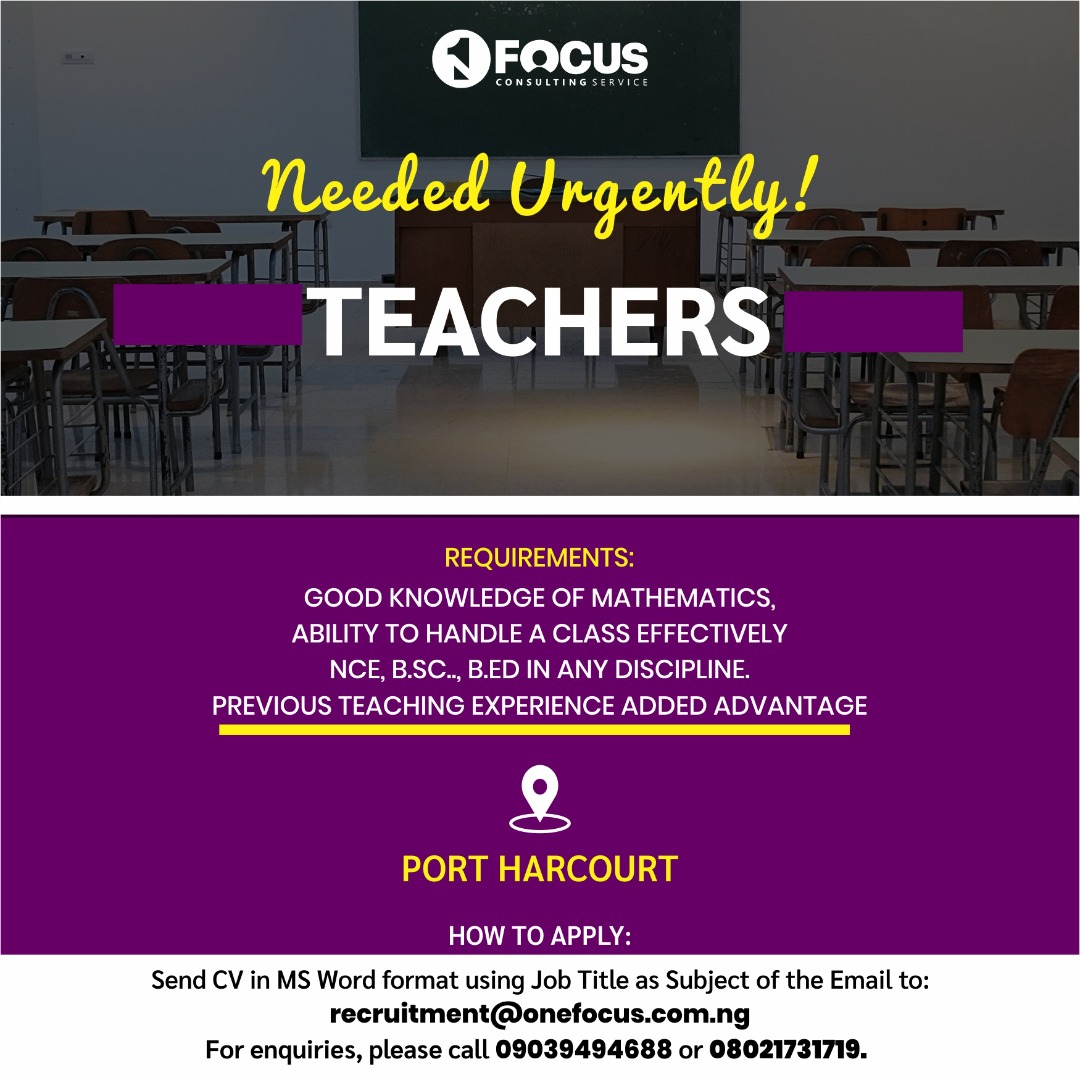 1focus_service's tweet photo. Vacancies exist for Teaching position with these basic  requirements!!
*https://t.co/ns2VFrj9iz, B.Ed or NCE in any discipline
*Good knowledge of Mathematics 
* Ability to handle a class effectively
*Previous teaching experience will be an added advantage. https://t.co/e9YVrc8o1m