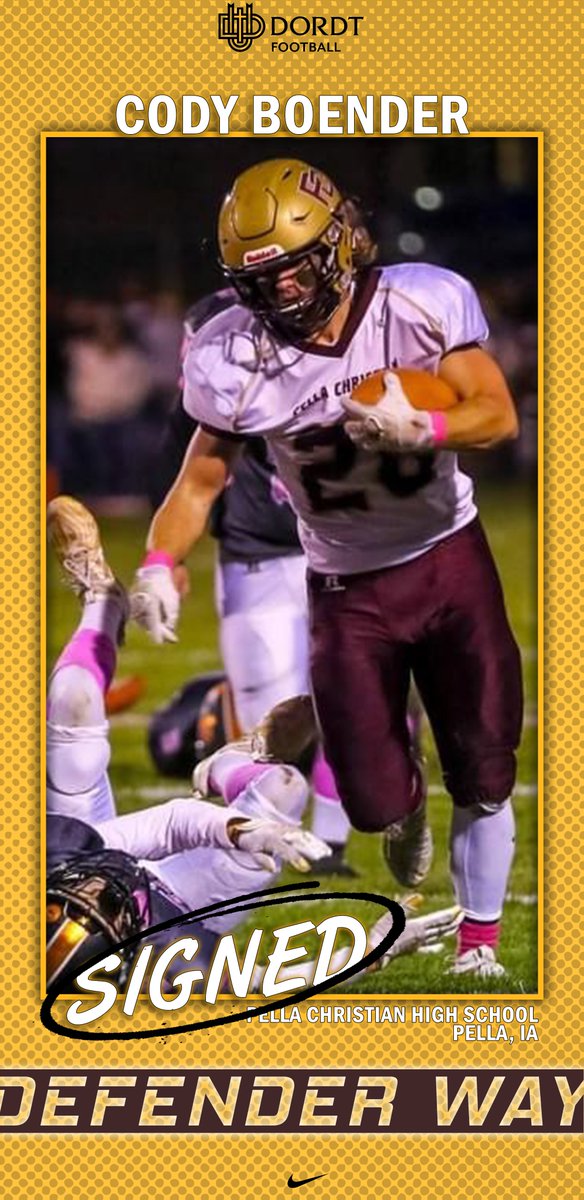 DordtFB's tweet photo. #DefenderNation, please help us welcome @BoenderCody to the family!

April 24 Virtual JR Visit Day ➡️ July 17 Camp ➡️ Official Visit November 13 ➡️ Commit December 1.

#DefenderWay | #NSD21 https://t.co/lEQk8tlCqV
