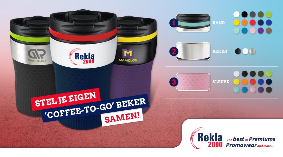 Op zoek naar een #relatiegeschenk in uw eigen kleuren? 🎨

Bij <a href="/Rekla2000/">Rekla 2000</a> stelt u uw eigen 'Coffee-to-Go' bekers samen!

Vraag vrijblijvend naar de mogelijkheden. 

#CoffeeToGo