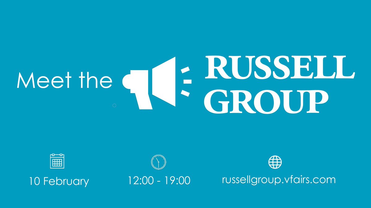 One week to go till the free #MeetTheRussellGroup event!

🎓 Chat with 24 Russell Group Universities 
📽️ Participate in 13 Live Webinars
🏫 View Virtual Campus Tours

Don't miss out 👇
russellgroup.vfairs.com