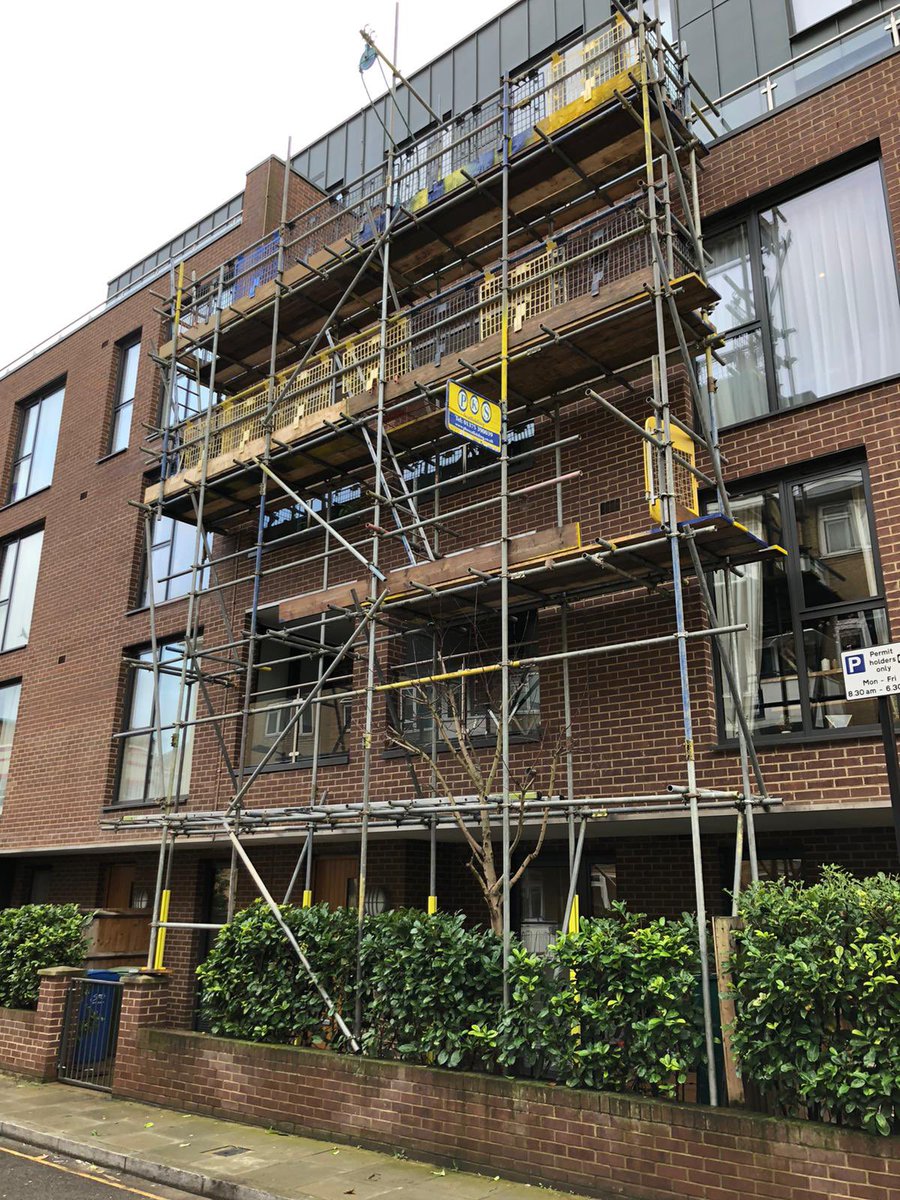Small access scaffold erected today for roof repairs to a property in #SE1 for any other scaffold enquires call - 01375 390039    #Construction #roofing #jobs #london