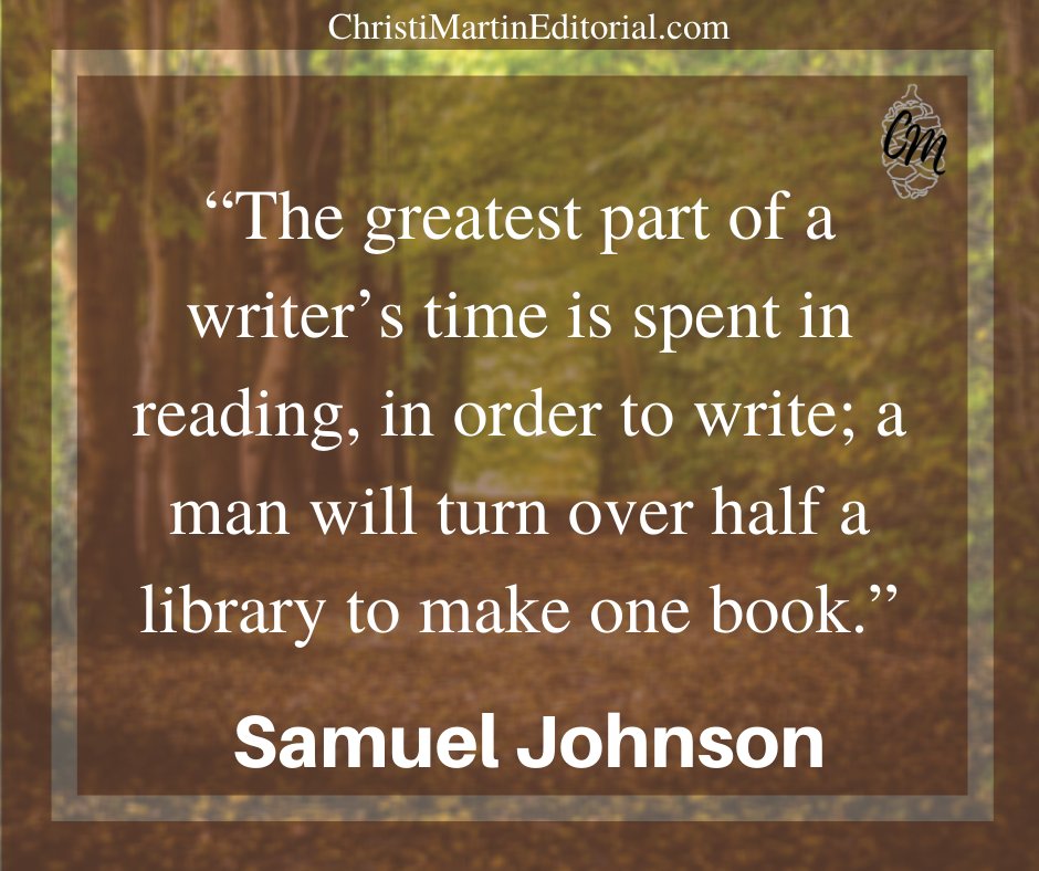 I like to say an author's writing style is an incredible, beautiful blend of every work and author they have ever read—both entirely copied and entirely original. What works have inspired your writing?

#SamuelJohnsonQuote #AmReading #AmWriting #WritingCommunity