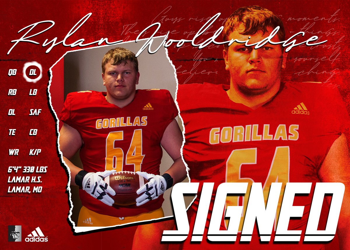 GorillasFB's tweet photo. ‼️ SIGNED ‼️

Please welcome Rylan Wooldridge (@RylanWooldridge) to the Gorilla Football Family!

#RYFP I #Strive4Five I #OAGAAG https://t.co/aepISYqKw4