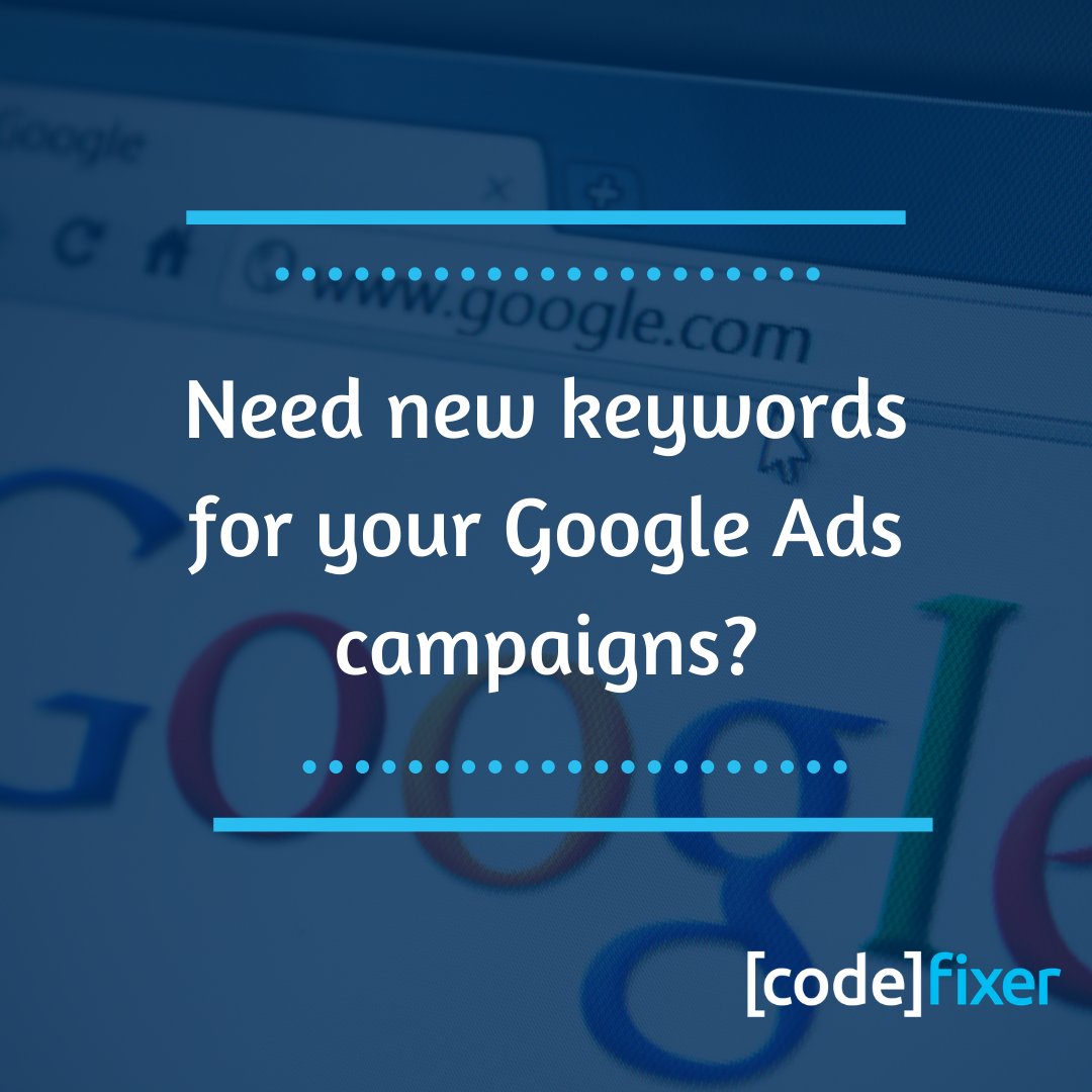 codefixer's tweet image. Day 23/28 Top Google Ads Tricks & Tips
Looking for new keywords to add to your Google Ads campaigns? 
Monitoring your search terms report is one of the most important daily maintenance tasks on Google Ads. 
Find out more in our FREE ebook here >> codefixer.com/top-28-google-…