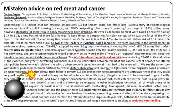 20/ No wonder that some top-level scientists, eg. Gordon Guyatt (leading expert in the field of evidence-based medicine), have criticized the WHO/IARC after the release of its report for “doing the public a disservice”.