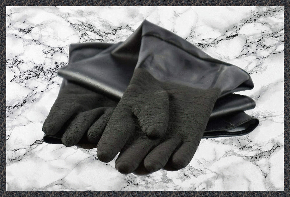 Heavy Duty Sandblasting Gloves with Vinyl Gauntlet with Textured Glove Finish, SKU: 6032-12HD, Vinyl Gauntlet, Width at top of Gauntlet 12", Overall Length 32", Glove Length 14", Glove Finish: Textured Natural Rubber, Color: Black.

#sandblast #sandblasting #vinylgloves